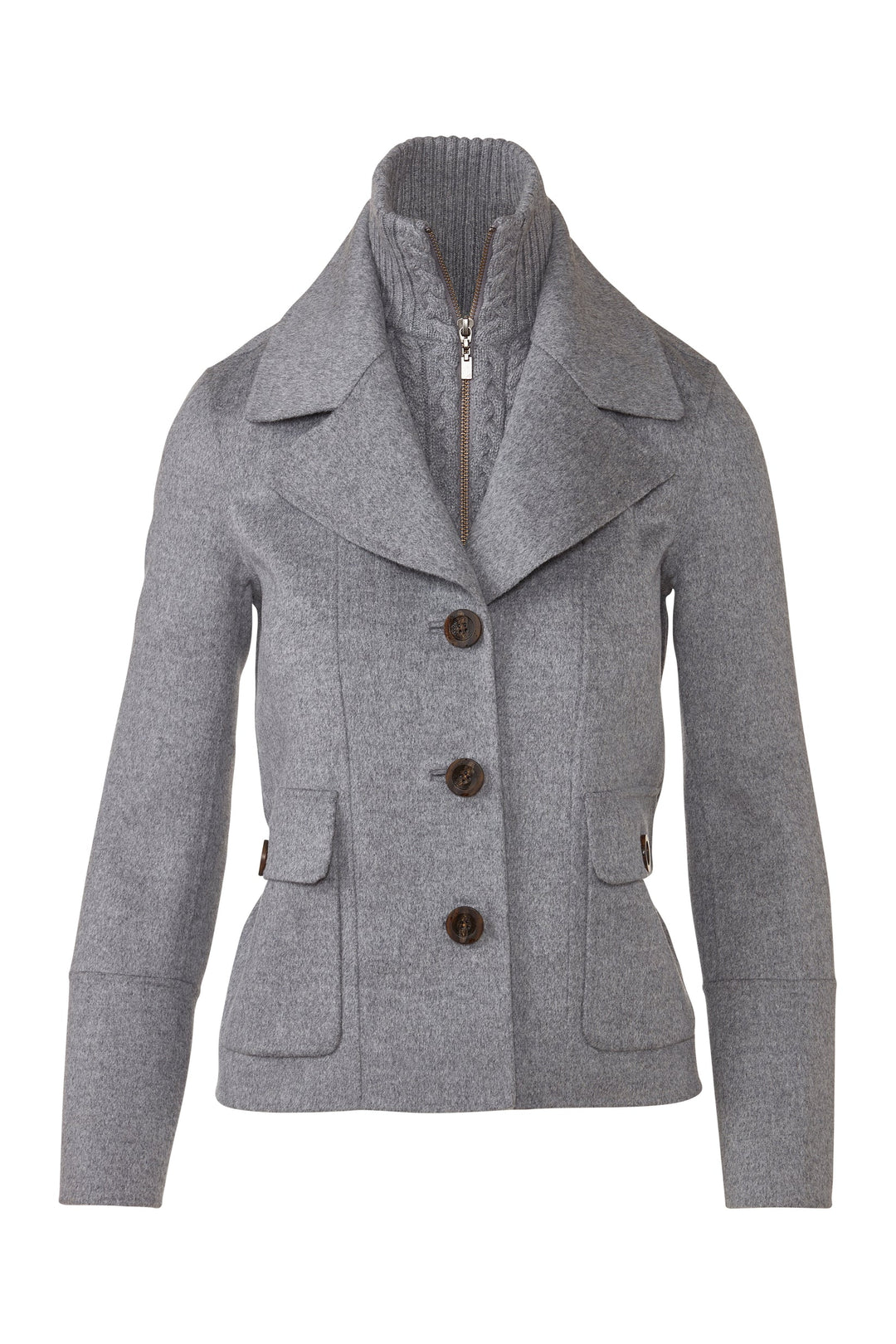 Kinross Knit Insert Notch Collar Coat available at Barbara Katz