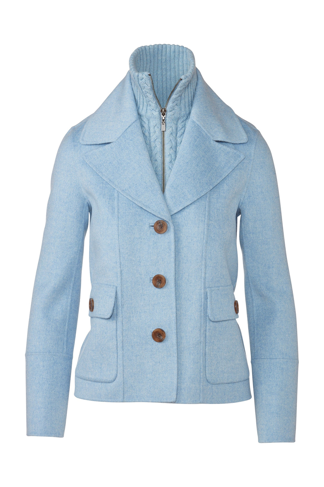 Kinross Knit Insert Notch Collar Coat available at Barbara Katz