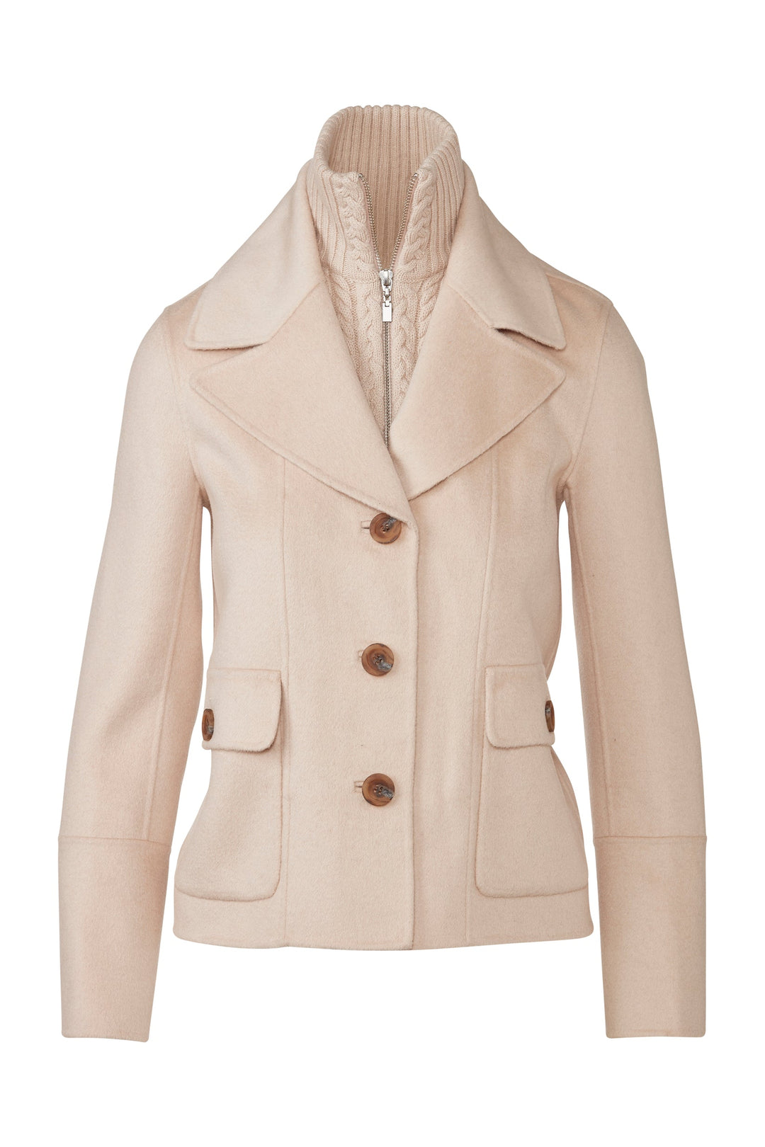 Kinross Knit Insert Notch Collar Coat available at Barbara Katz