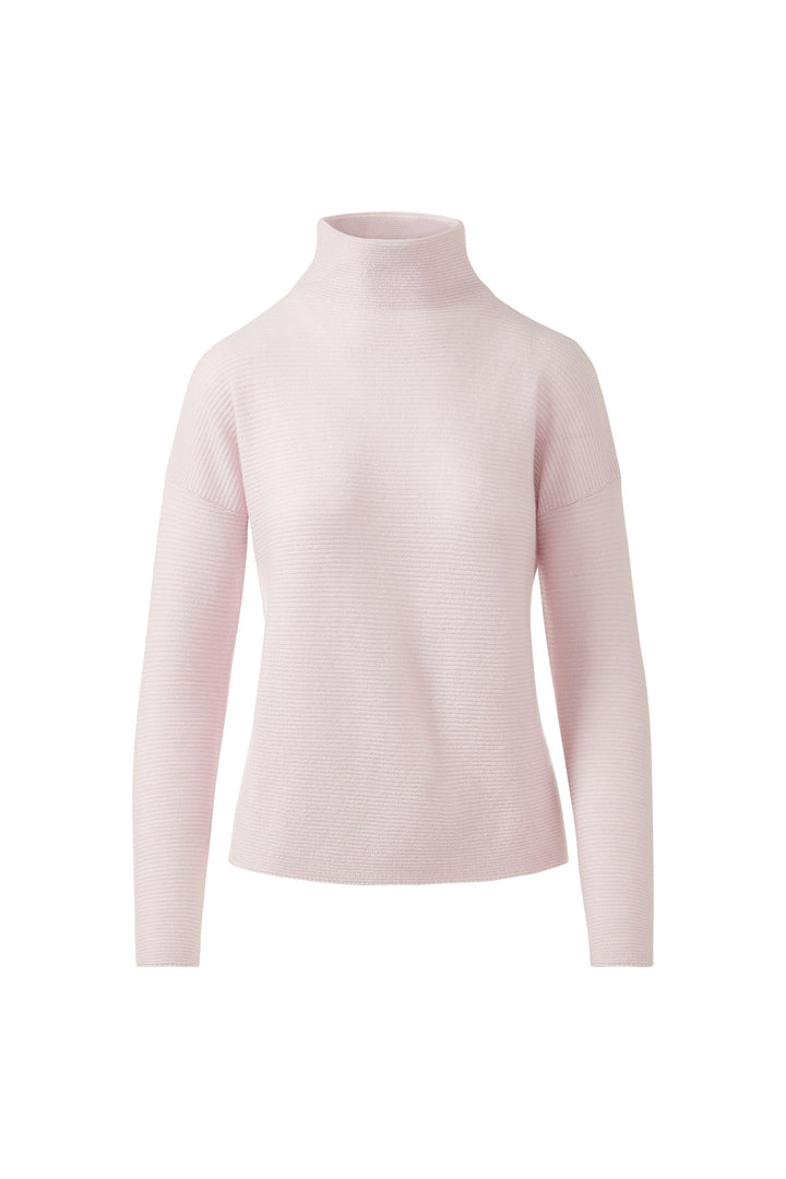 Kinross Cashmere Textured Slouchy Funnel Sweater in Ballet available at Barbara Katz