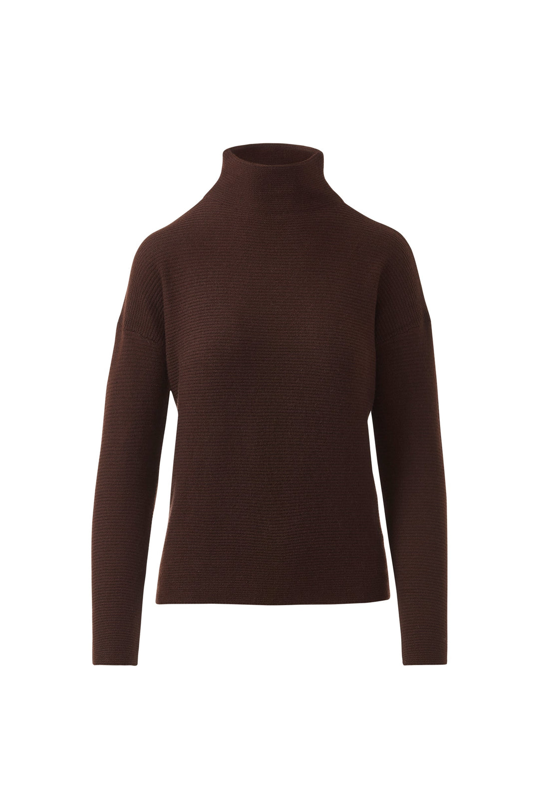 Kinross Cashmere Textured Slouchy Funnel Sweater in Chocolate available at Barbara Katz