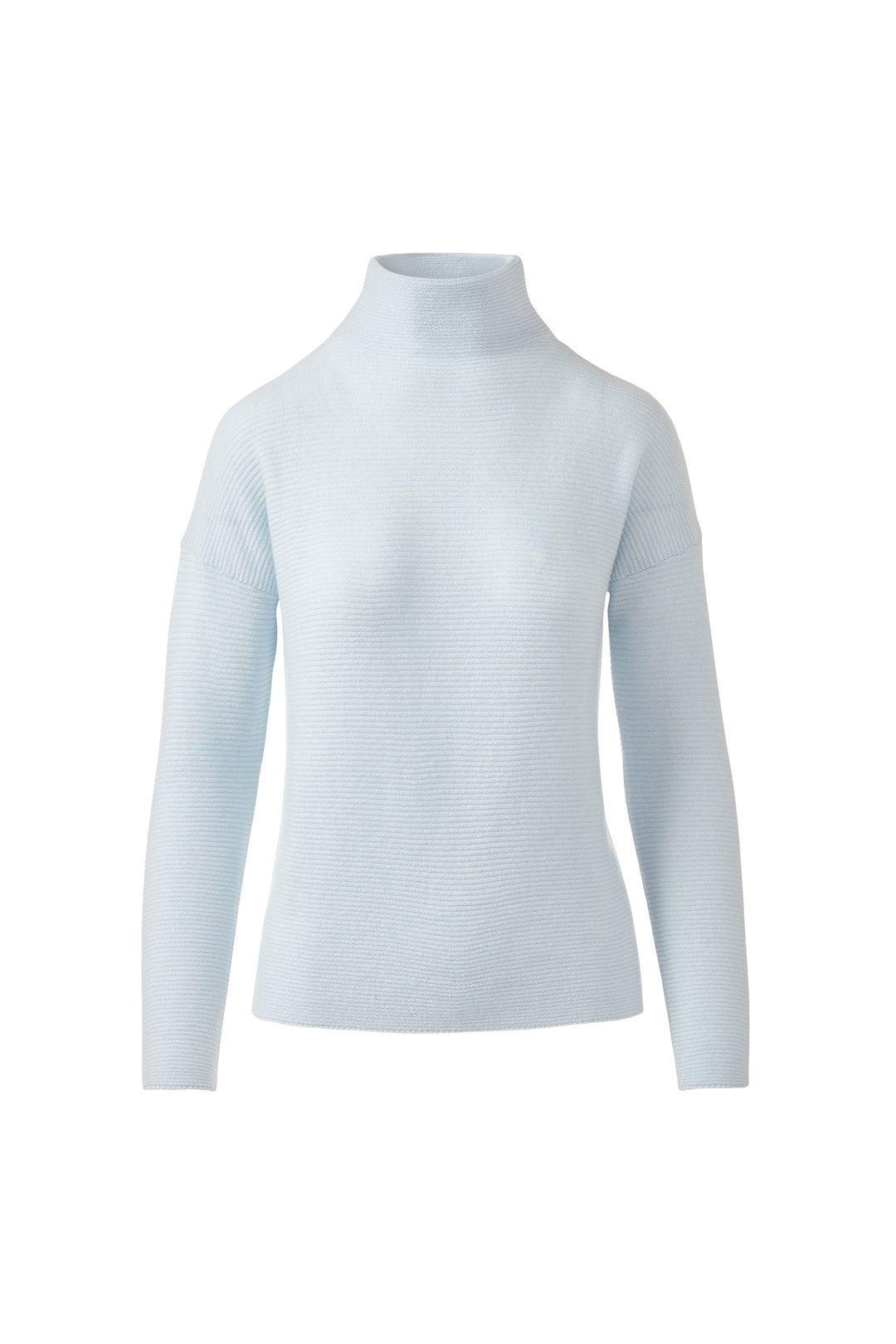 Kinross Cashmere Textured Slouchy Funnel Sweater in Ice Blue available at Barbara Katz