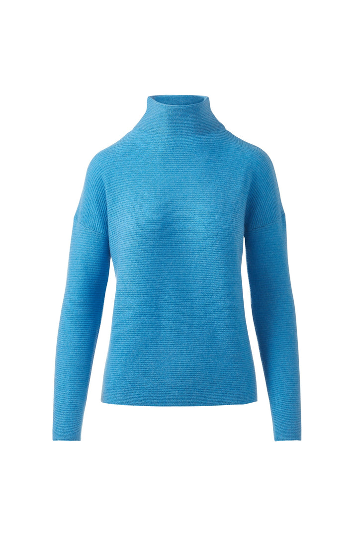Kinross Cashmere Textured Slouchy Funnel Sweater in Imperial available at Barbara Katz