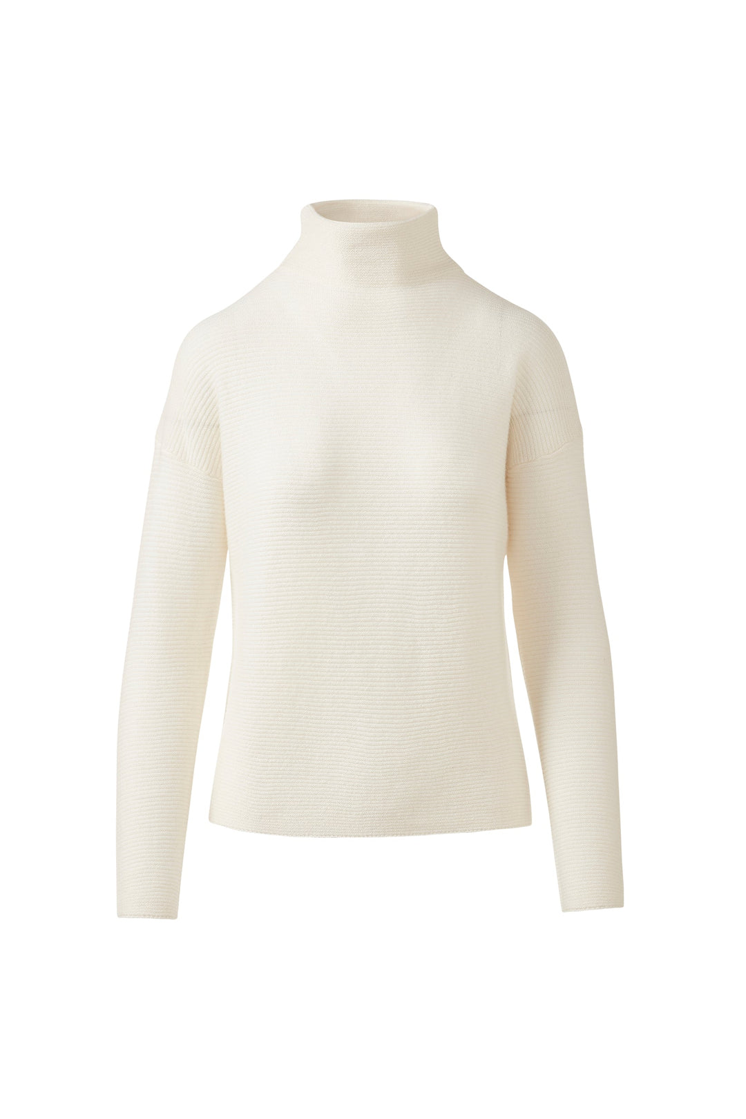 Kinross Cashmere Textured Slouchy Funnel Sweater in Pearl available at Barbara Katz