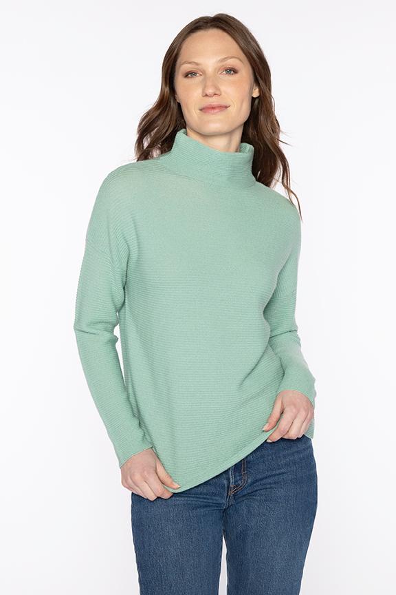 Kinross Cashmere Textured Slouchy Funnel Sweater in Spa available at Barbara Katz