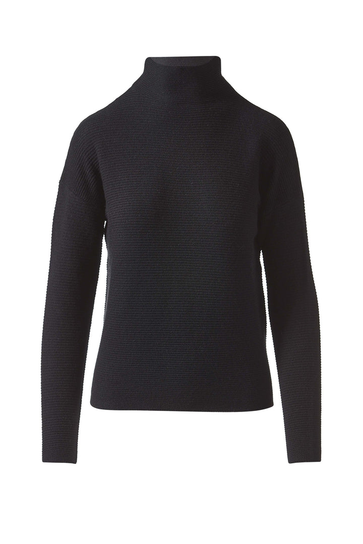 Kinross Cashmere Textured Slouchy Funnel Sweater in Black available at Barbara Katz