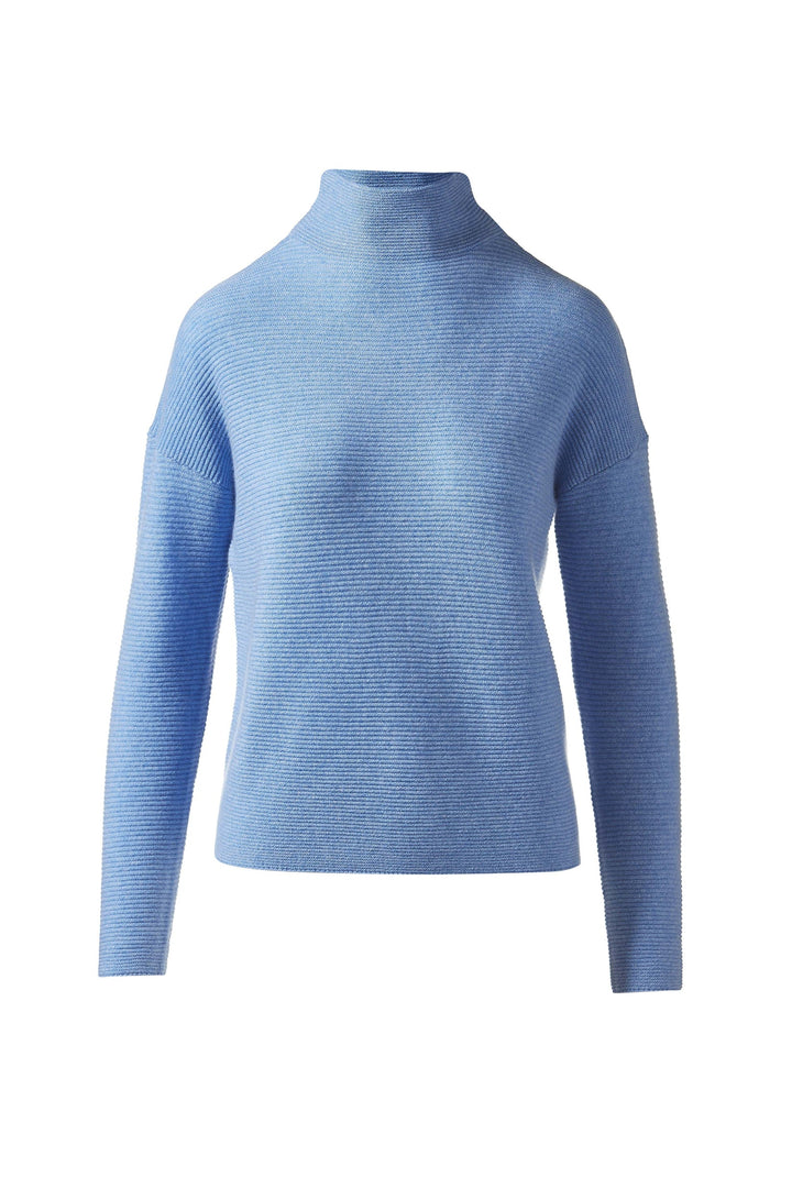 Kinross Cashmere Textured Slouchy Funnel Sweater in Camo available at Barbara Katz