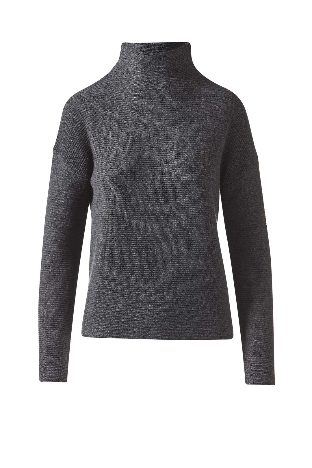 Kinross Cashmere Textured Slouchy Funnel Sweater in Flannel available at Barbara Katz