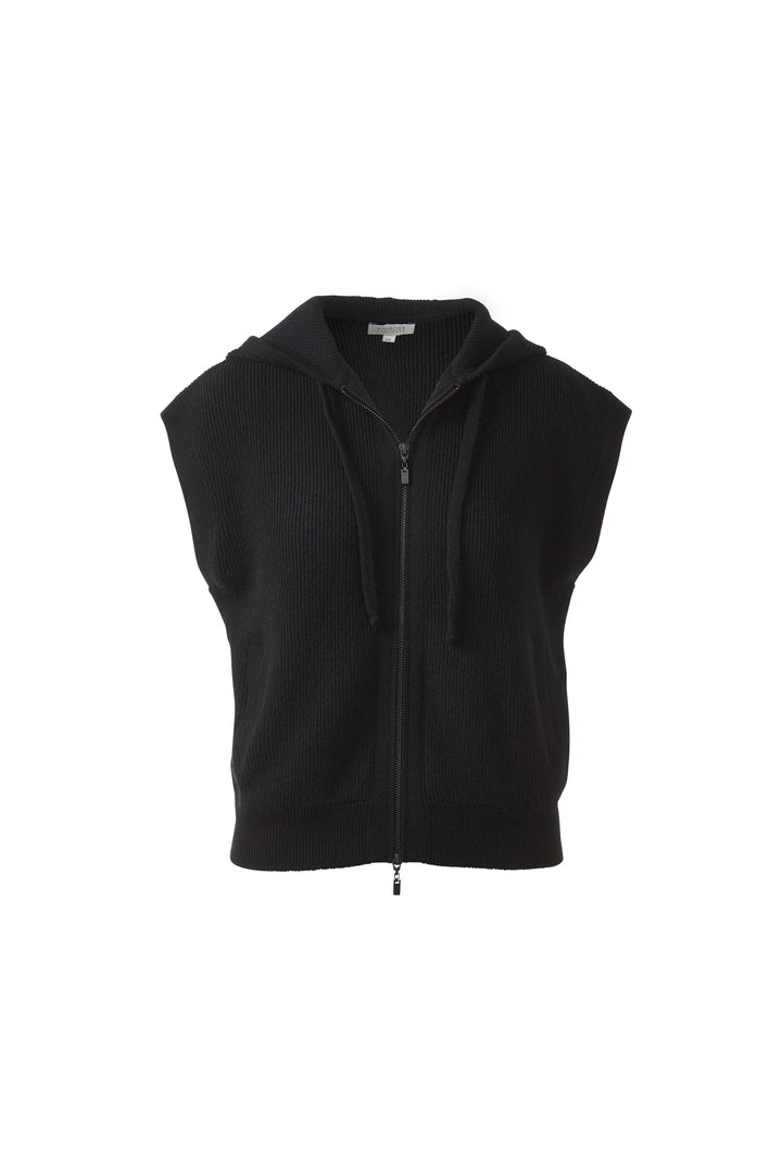 Kinross Cashmere Short Sleeve Rib Zip Hoodie