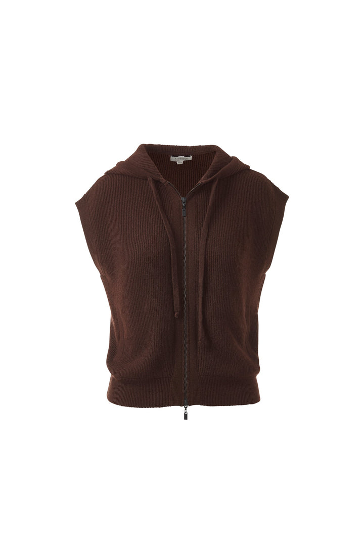 Kinross Cashmere Short Sleeve Rib Zip Hoodie