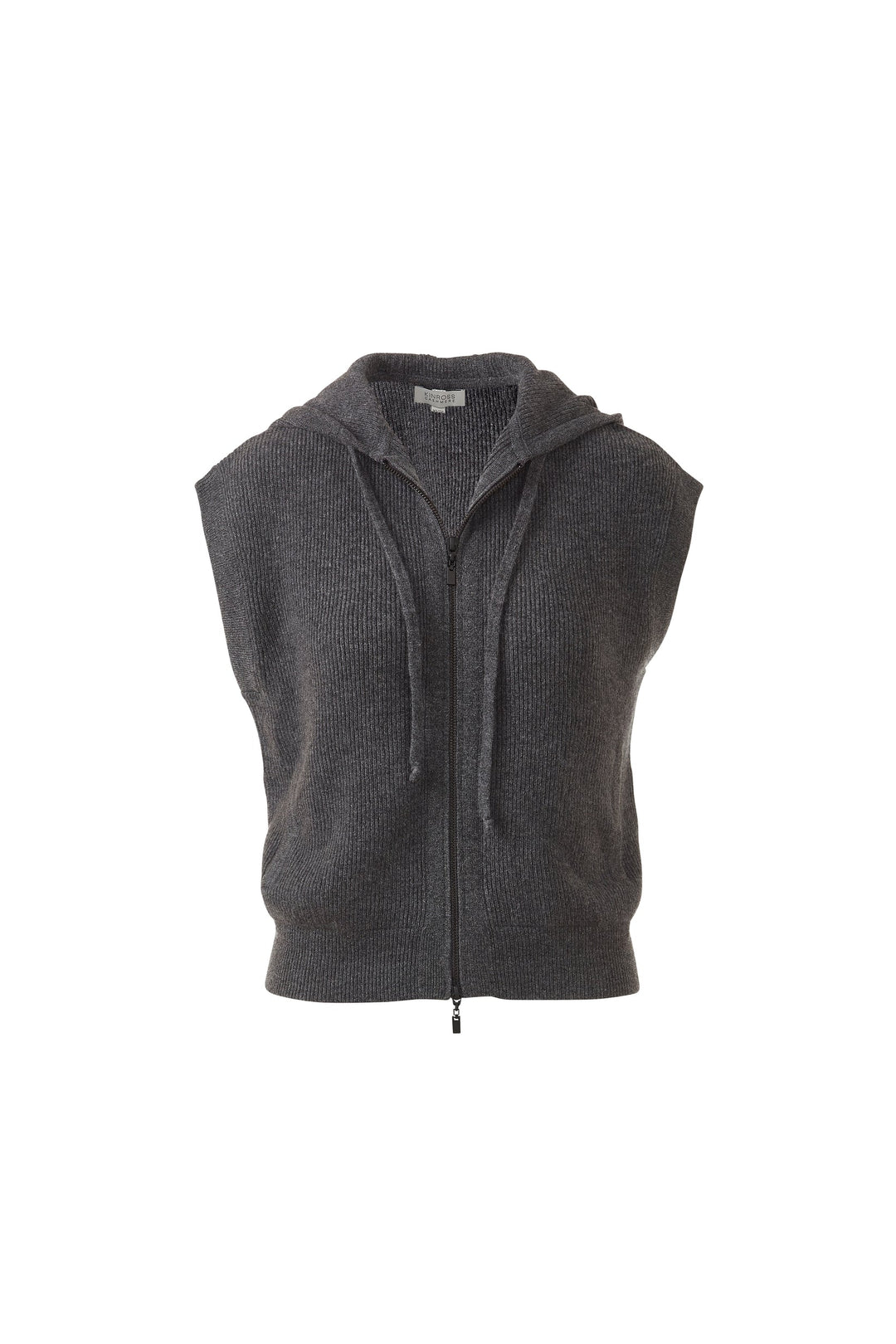 Kinross Cashmere Short Sleeve Rib Zip Hoodie