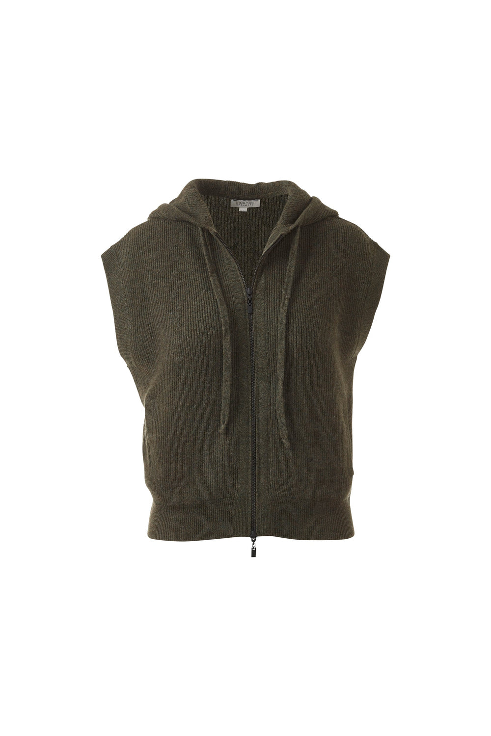 Kinross Cashmere Short Sleeve Rib Zip Hoodie
