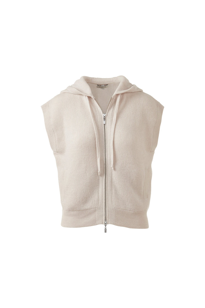 Kinross Cashmere Short Sleeve Rib Zip Hoodie