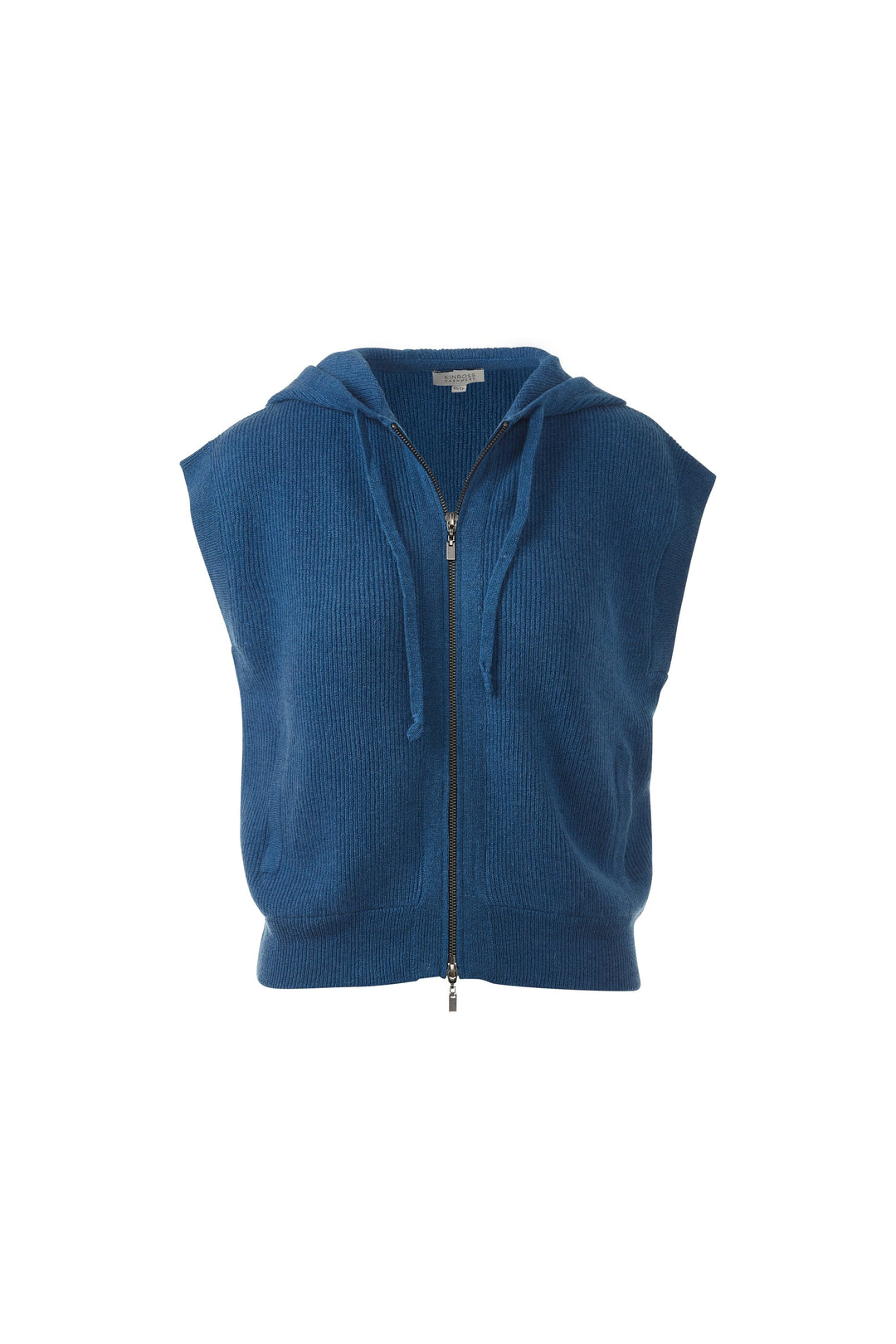 Kinross Cashmere Short Sleeve Rib Zip Hoodie
