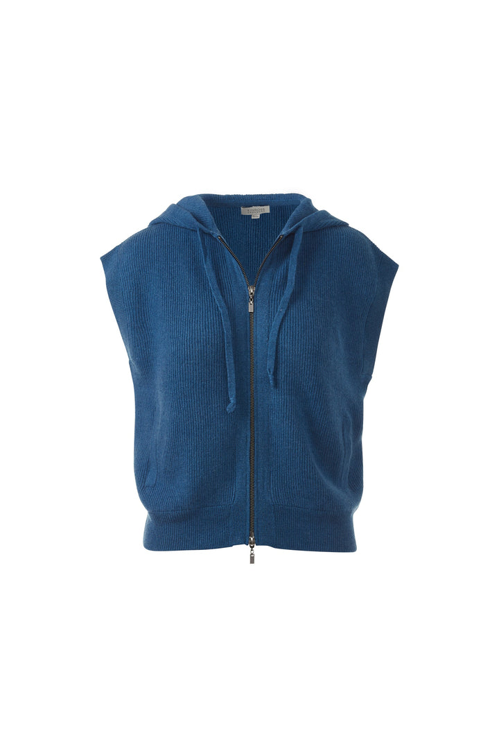 Kinross Cashmere Short Sleeve Rib Zip Hoodie