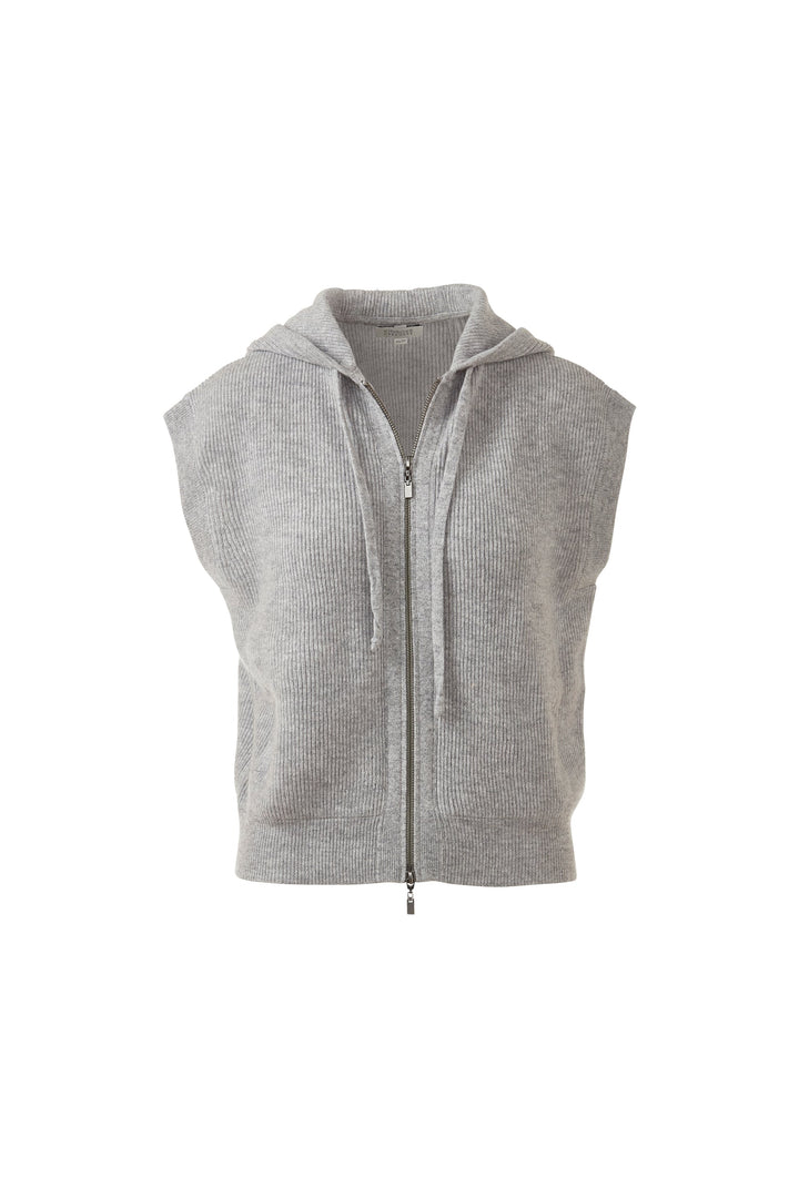 Kinross Cashmere Short Sleeve Rib Zip Hoodie