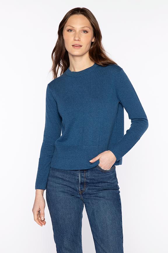 Kinross Cashmere Exposed Seam Crew available at Barbara Katz