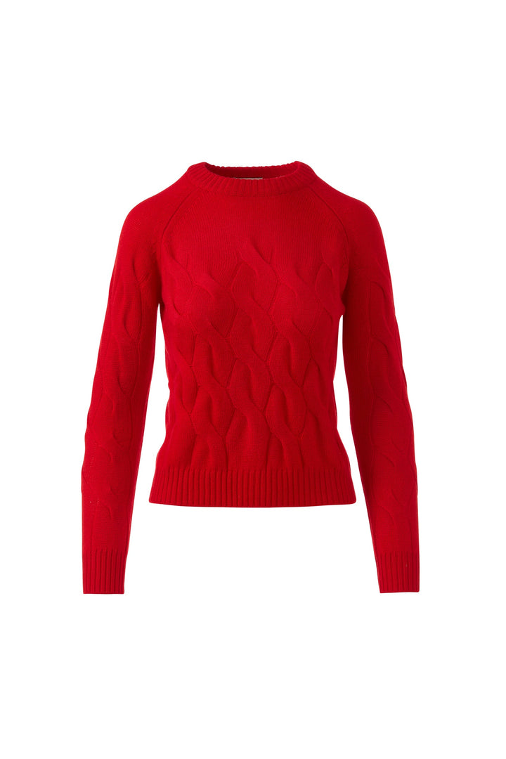 Kinross Cashmere Wandering Cable Crew available at Barbara Katz