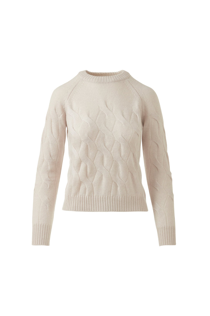 Kinross Cashmere Wandering Cable Crew available at Barbara Katz