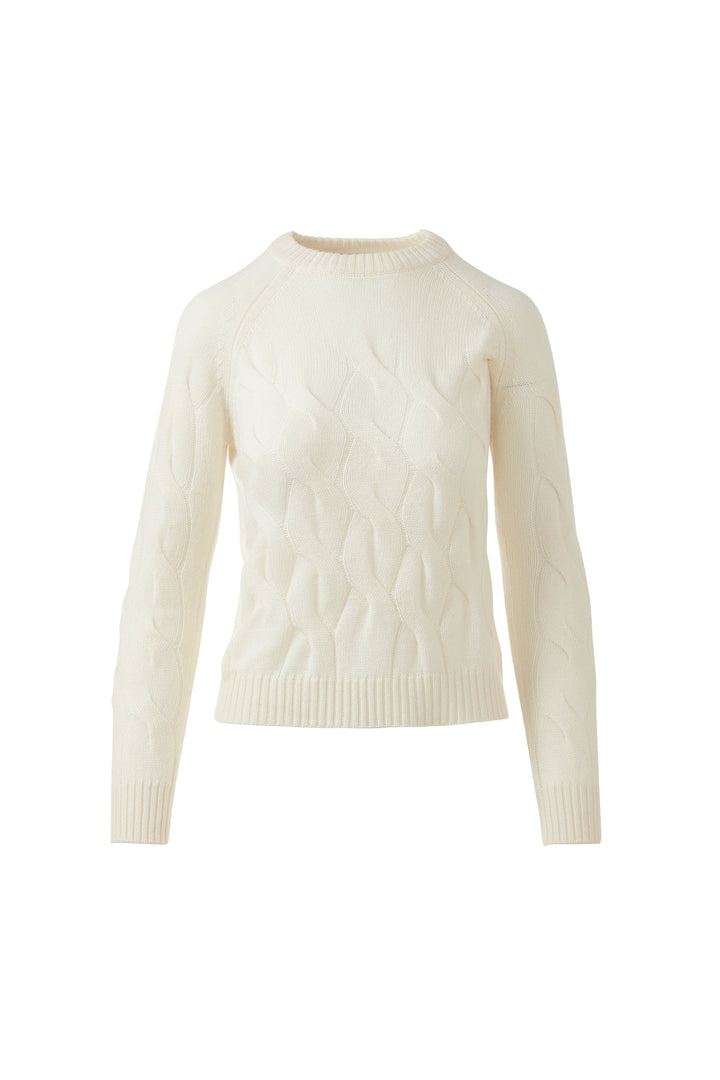 Kinross Cashmere Wandering Cable Crew available at Barbara Katz