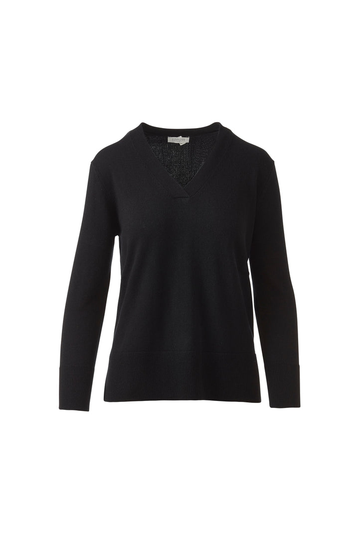Kinross Cashmere Hi Low Piped Easy Vee available at Barbara Katz