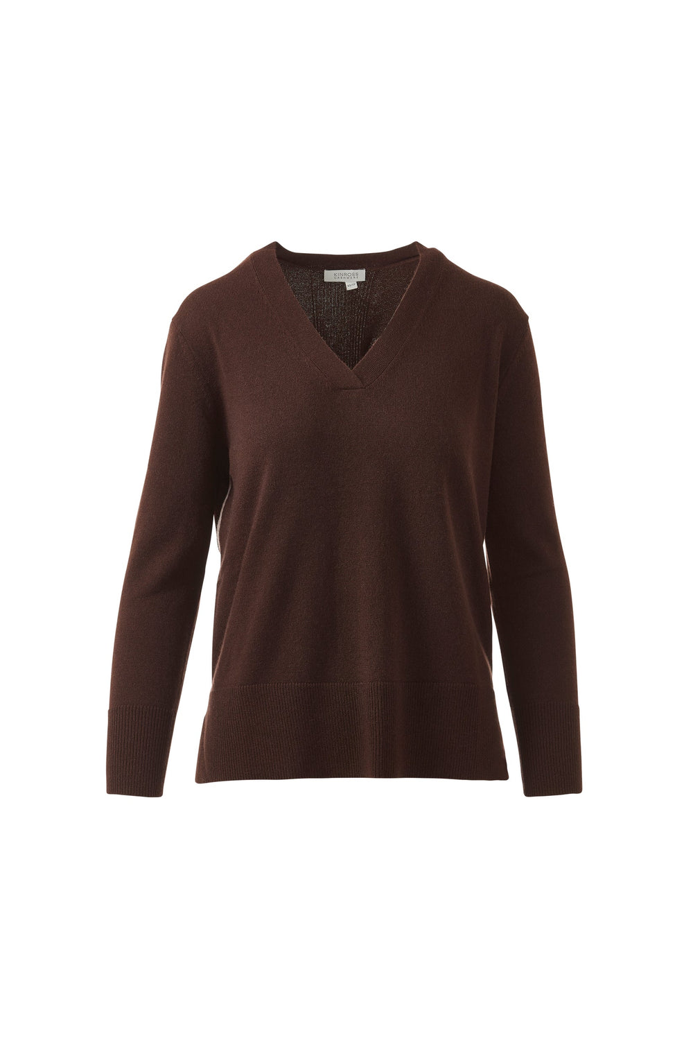 Kinross Cashmere Hi Low Piped Easy Vee available at Barbara Katz