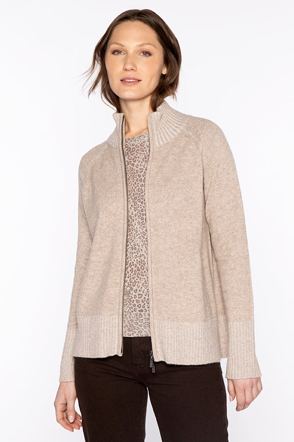Kinross Plaited Zip Cardigan available at Barbara Katz