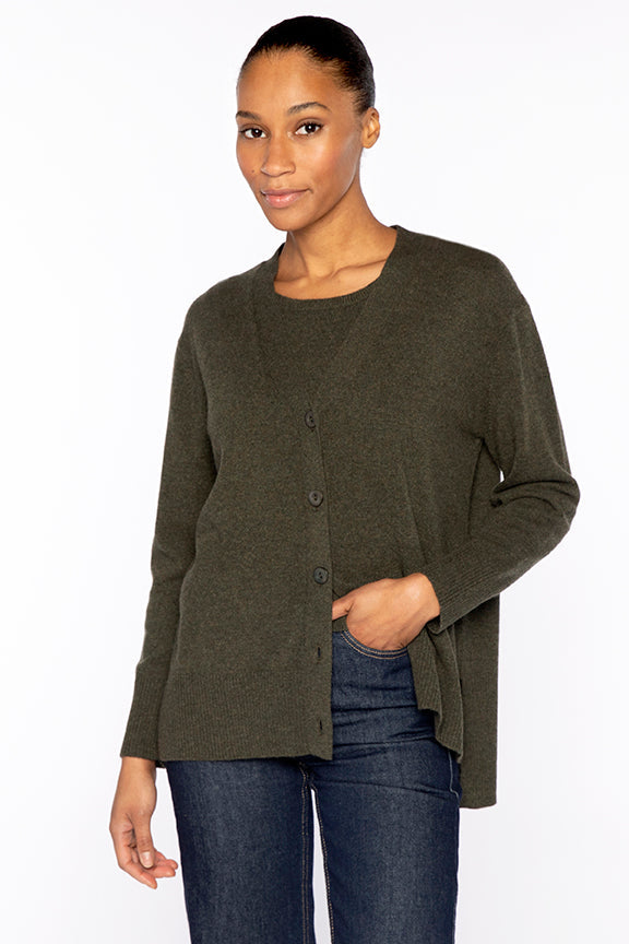 Kinross Hi-Low Easy Button Cardigan available at Barbara Katz