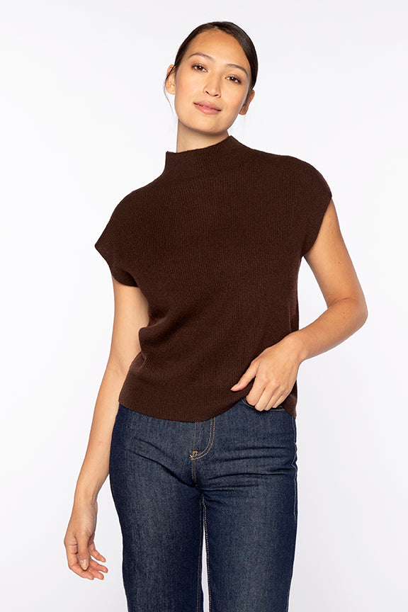 Kinross Rib Cap Sleeve Mock Top available at Barbara Katz