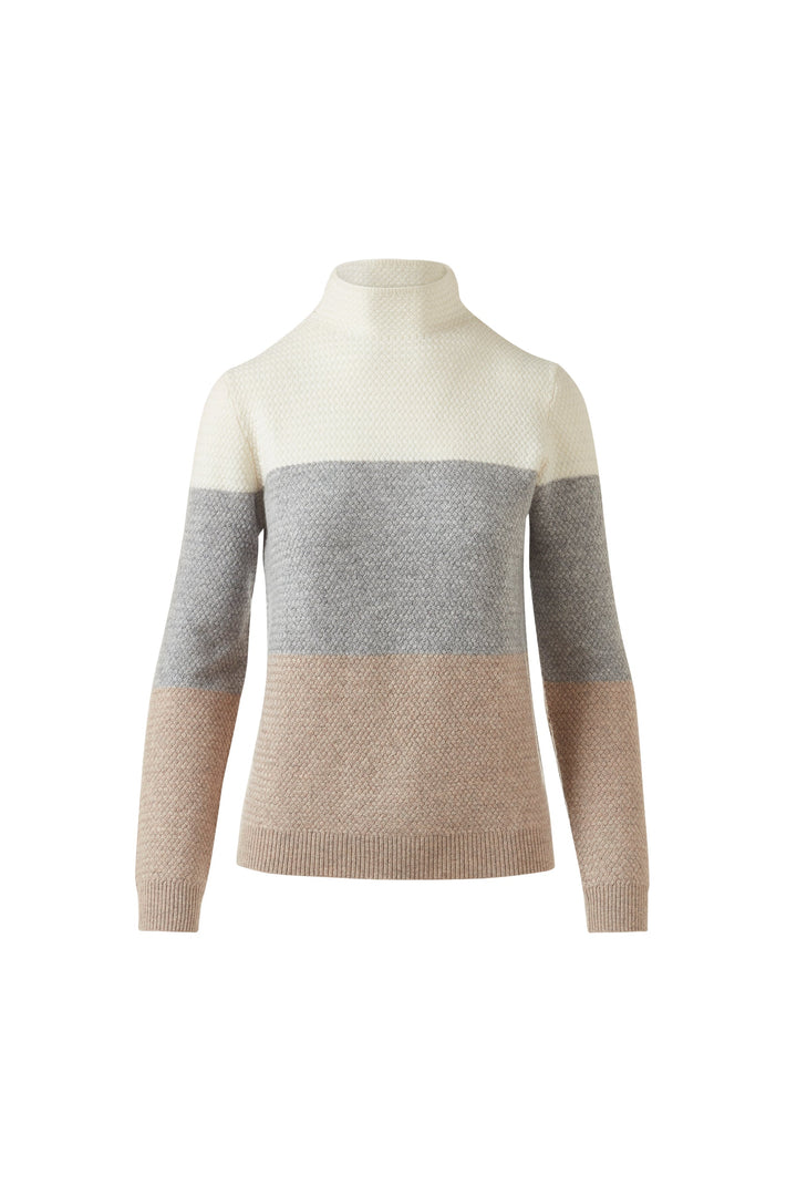 Kinross Cashmere Textured Colorblock Funnel available at Barbara Katz