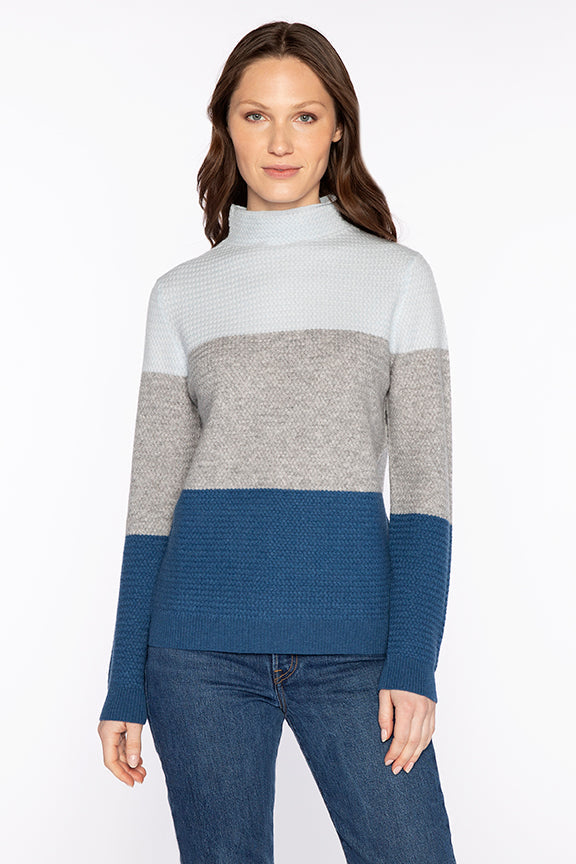 Kinross Cashmere Textured Colorblock Funnel available at Barbara Katz