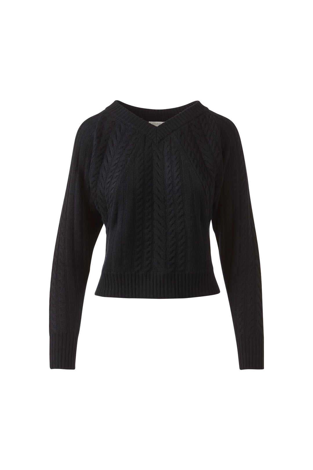 Kinross Cashmere Diagonal Cable Vee Sweater in Violet available at Barbara Katz