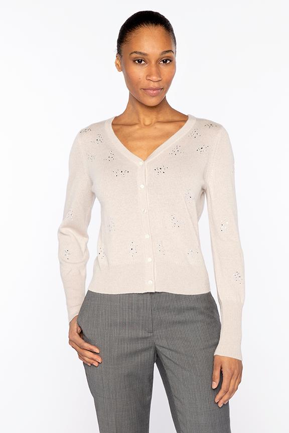 Kinross Cashmere Front To Back Crystal Cardigan available at Barbara Katz