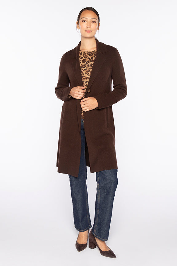 Kinross Long Notch Collar Cardigan available at Barbara Katz