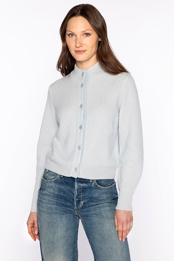 Kinross Plaited Rib Button Mock Cardigan available at Barbara Katz