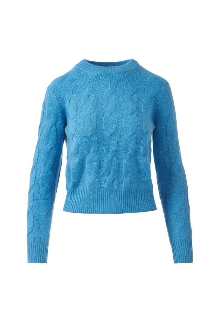 Kinross Cashmere Luxe Cable Crew available at Barbara Katz