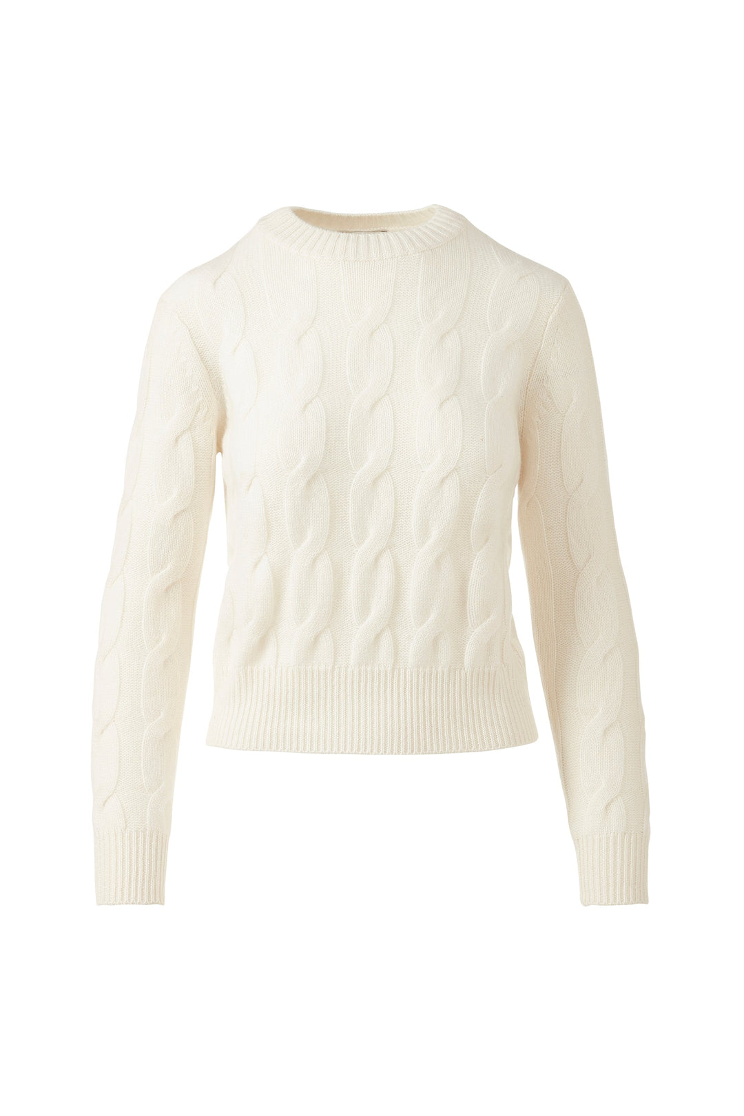 Kinross Cashmere Luxe Cable Crew available at Barbara Katz