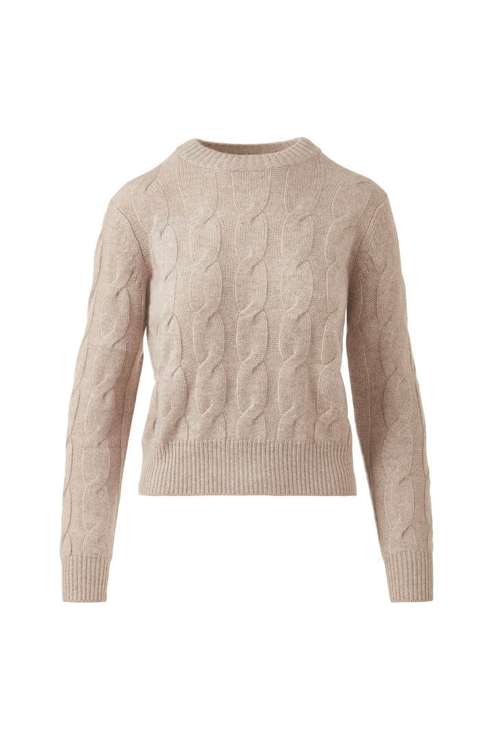 Kinross Cashmere Luxe Cable Crew available at Barbara Katz