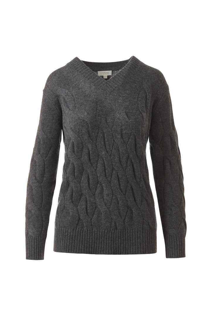 Kinross Cashmere Long Cable Vee available at Barbara Katz