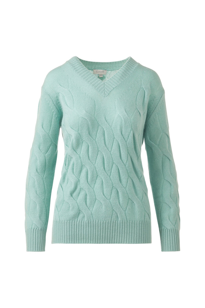 Kinross Cashmere Long Cable Vee available at Barbara Katz