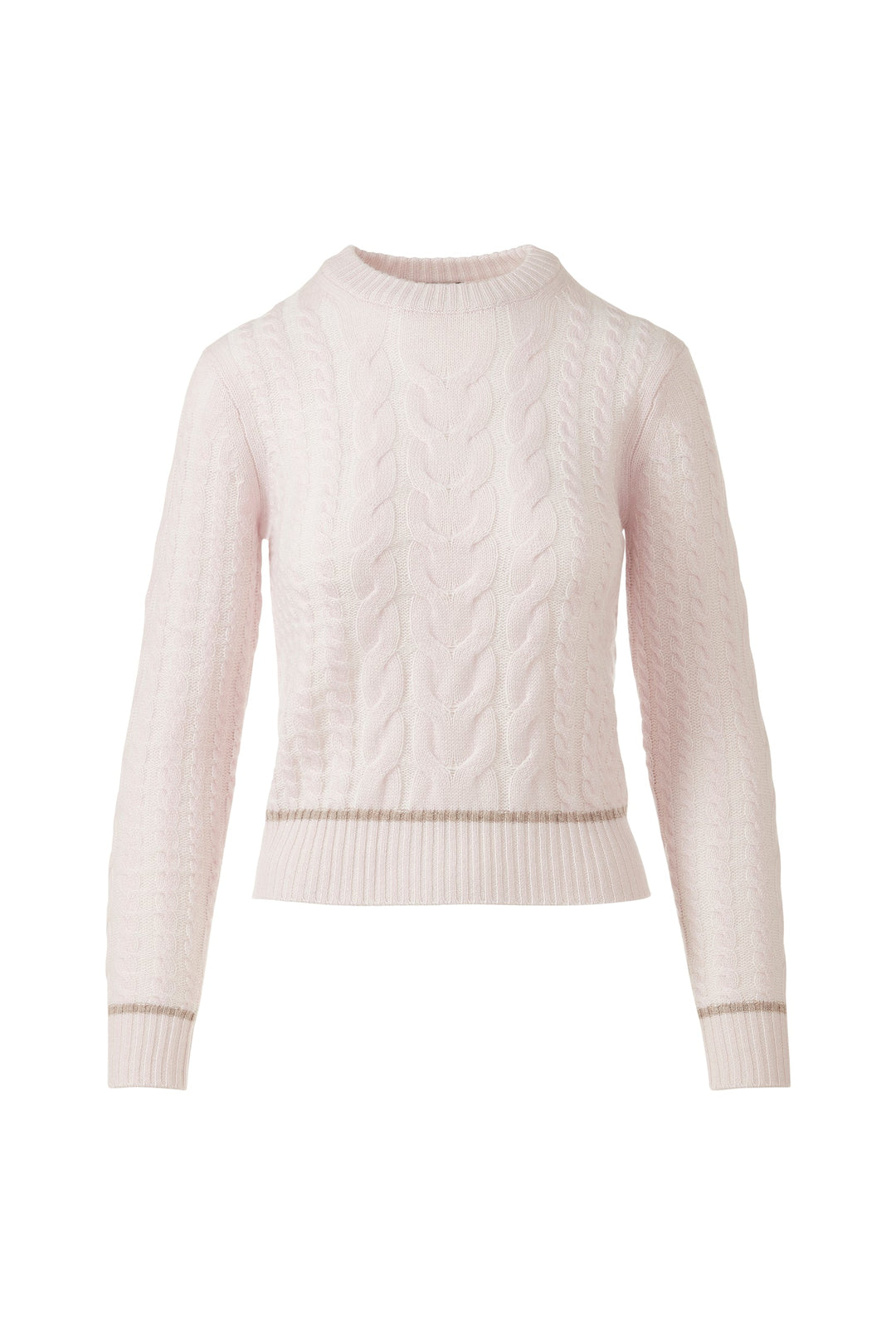 Kinross Cashmere Plaited Tipped Cable Crew in Violet available at Barbara Katz