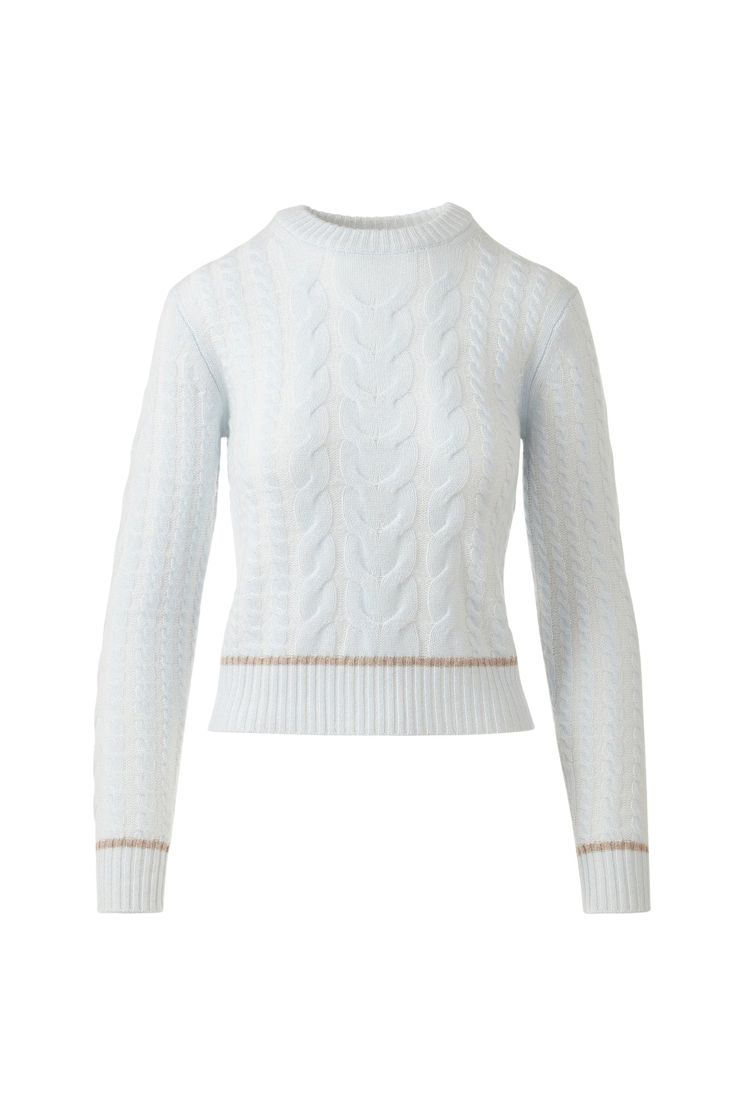 Kinross Cashmere Plaited Tipped Cable Crew in Violet available at Barbara Katz
