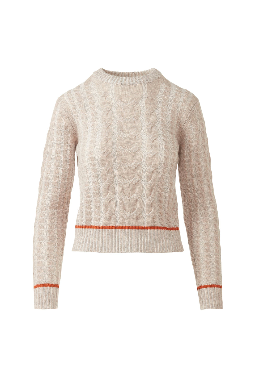Kinross Cashmere Plaited Tipped Cable Crew in Violet available at Barbara Katz