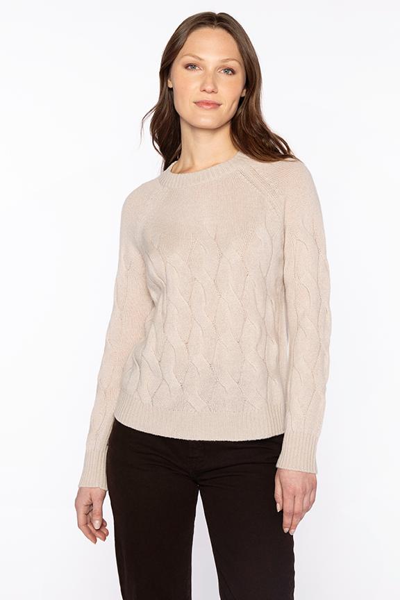 Kinross Cashmere Wandering Cable Crew available at Barbara Katz
