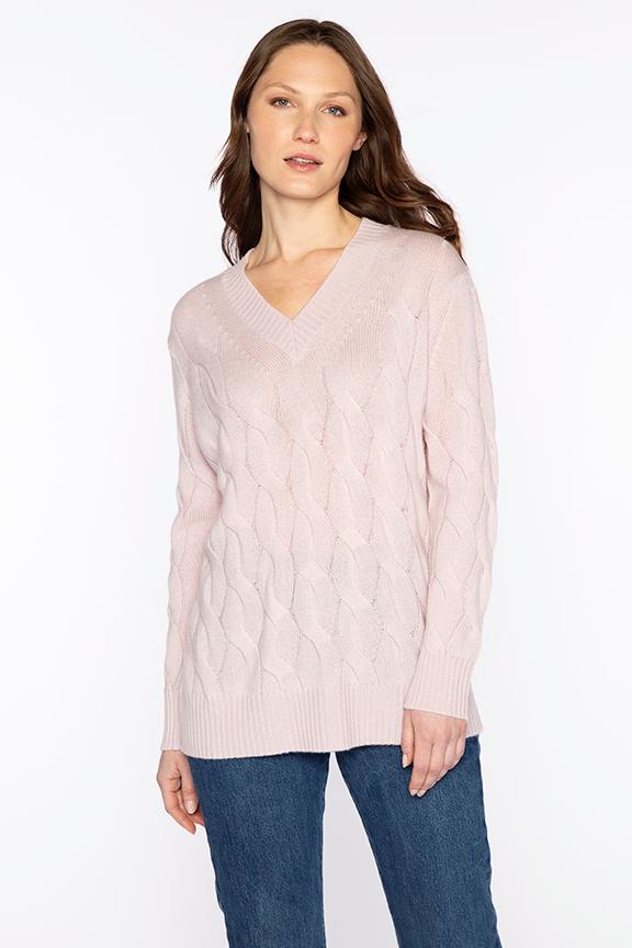 Kinross Cashmere Long Cable Vee available at Barbara Katz