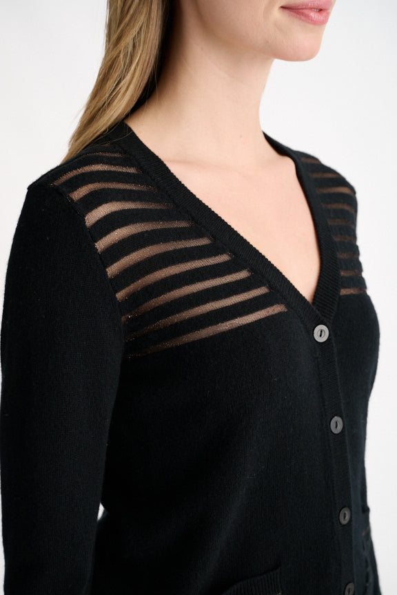 Kinross Lurex Stripe Cardigan available at Barbara Katz