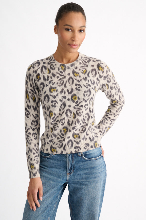 Kinross Animal Print Crew Sweater available at Barbara Katz
