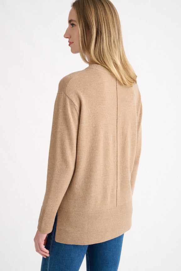Kinross Hi Low Seamed Crew Sweater available at Barbara Katz