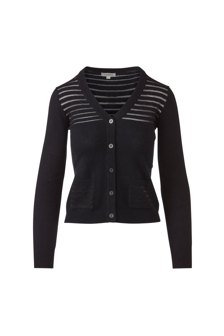 Kinross Lurex Stripe Cardigan available at Barbara Katz