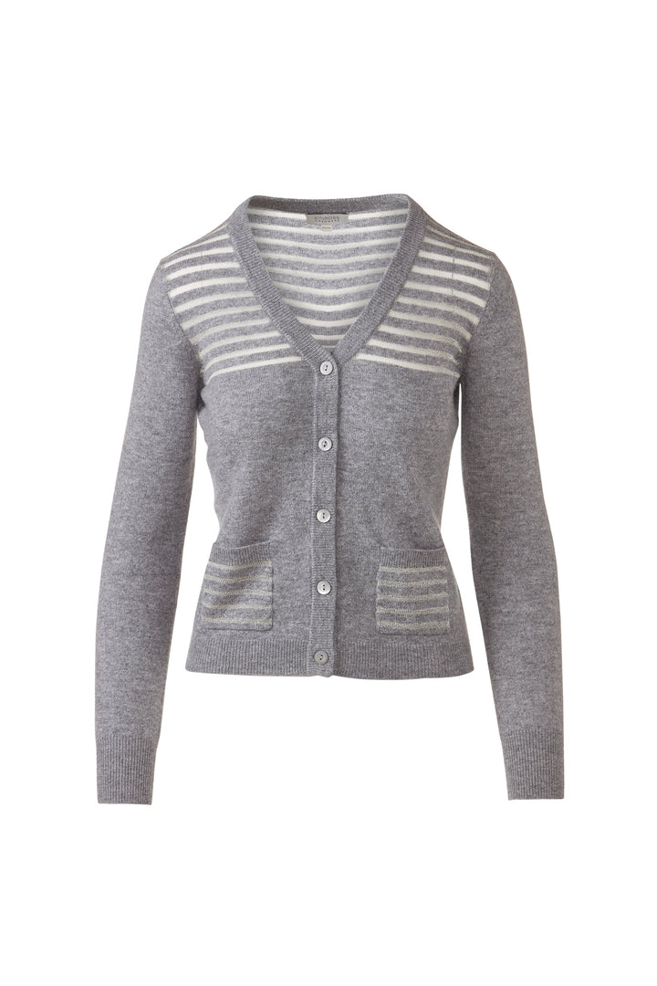 Kinross Lurex Stripe Cardigan available at Barbara Katz